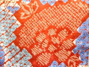 アンティーク　本総絞り　花模様羽織(解き途中)